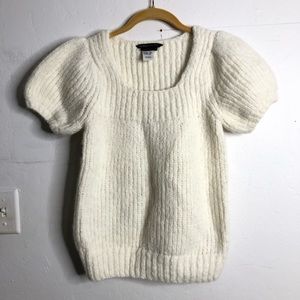 BCBGMAXAZRIA White Short Sleeve Sweater